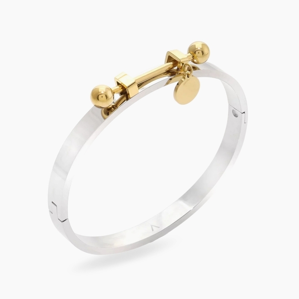 Artizan Joyeria Coins Silver/Gold Bangle Bracelet